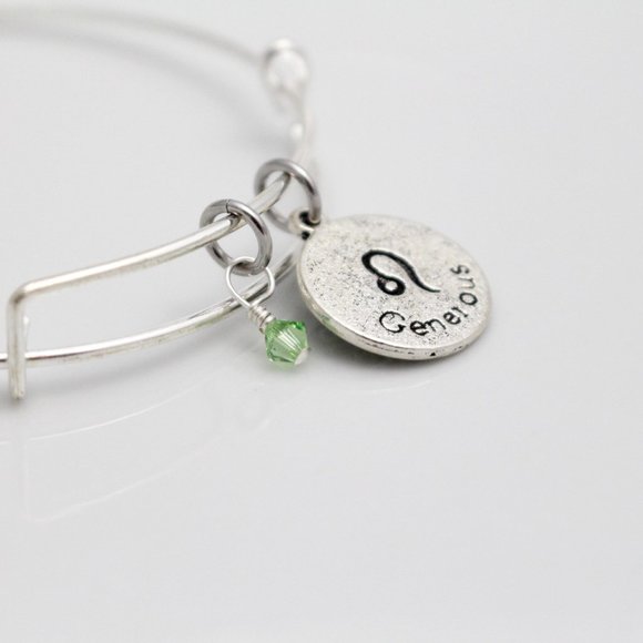 August Leo Adjustable Charm Bangle - Handmade Zodiac Bracelet - Picture 11 of 12
